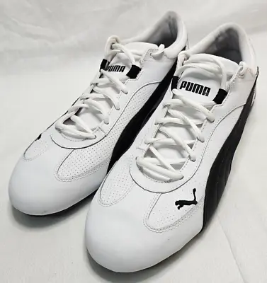Puma Fast Cat Leather Shoes Sneakers 304047 03 White/ Black Mens Size US 12 • $44.99
