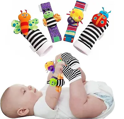 Baby Sensory Toy Socks & Wrist Rattles Bracelet Newborn Gift Lamaze Rattle Set • £5.90