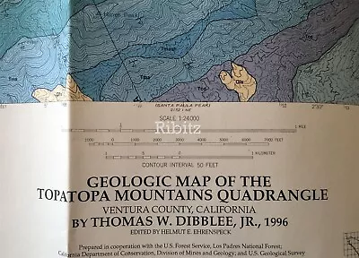 HTF Dibblee Geologic Map DF-60 TOPATOPA Ventura County 1996 • $46