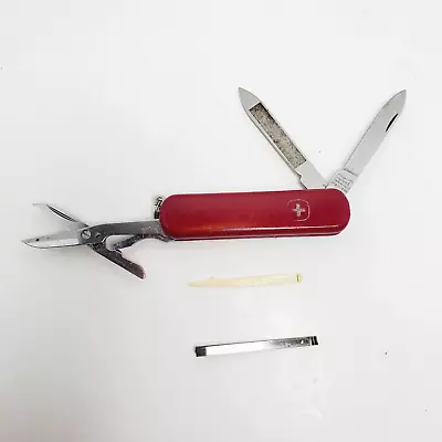 Vtg WENGER Swiss Army Knife Blade File Scissors Tooth Pick Tweezers Stainless • $15.95