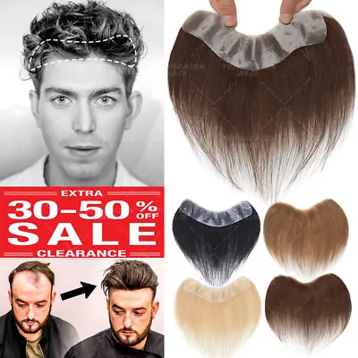 $72 • Buy THICK Frontal PU LACE Toupee Hair 100% Virgin Human Hair Replacement System Men