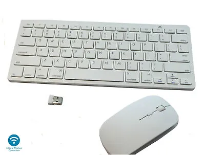 White Slim Wireless 2.4GHz USB Keyboard And Mouse Combo Set For Apple IMac • £20.99