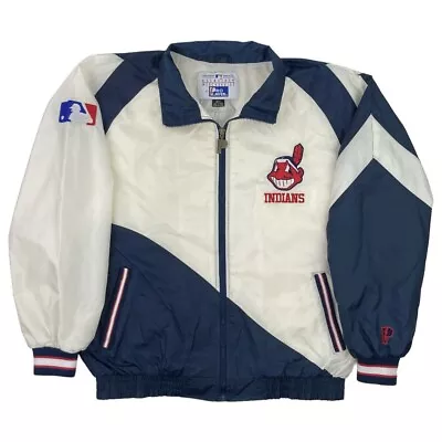 Vintage Pro Player Cleveland Indians Windbreaker Mens Jacket Large Chief Wahoo • $79.99
