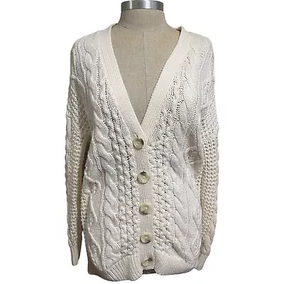 Abercrombie Medium Cable Knit Cardigan Cozy Light Sand Color • £27.02