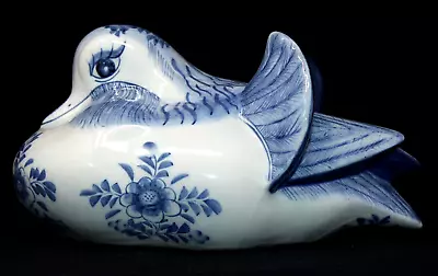 Gorgeous VTG Handpainted Blue & White Glazed Ceramic Mandarin Duck 8  Long EPOC • £14.76