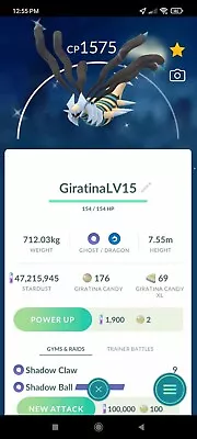 Pokemon Shiny Giratina Origin LV15  - TRA'DE 20k Dust GO - Read Description • $15.50