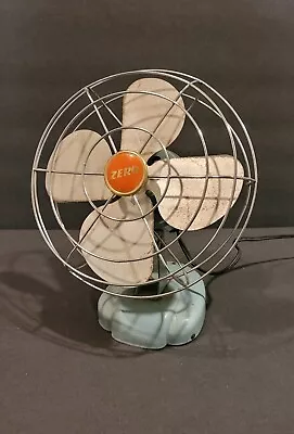 Antique Vintage  Zero  Metal Electric Fan With Metal Blades Robin's Egg Blue • $84.99