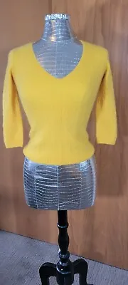 J Crew Yellow V Neck Cashere Sweater XS • $20