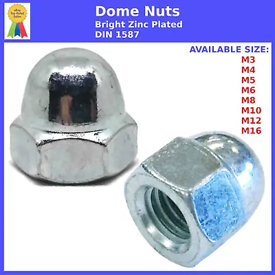 Dome Nuts M3 M4 M5 M6 M8 M10 M12 M16 Acorn Blind Cap Hex Nut Bright Zinc Plated • £121.25