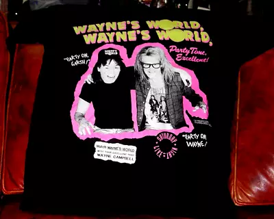 Vintage 90s Waynes World T-Shirt Mens LARGE Black Movie Promo Funny RARE USA • $125.99