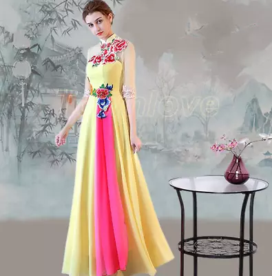 Womens Formal Dress Vietnamese Traditional Oriental Style Gown Elegant • $49.87