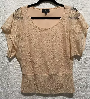 IZ Byer Womens Lace Peachy Light Pink Under Top Size S • $8