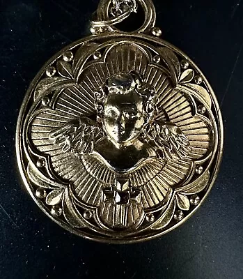 Sistine Salon Vatican Library Guardian Angel Gold Tone Medallion • $50