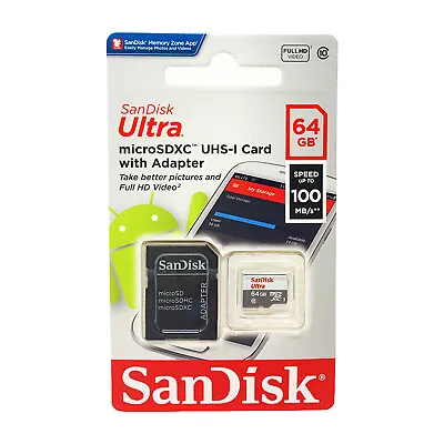 SanDisk Ultra Micro SD 64 GB Class 10 SDXC Memory Card For Mobile 100MB/s • $8.25