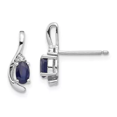 14k White Gold 0.59 Ct Sapphire And Diamond Stud Earrings Gift For Women 1.09g • $444