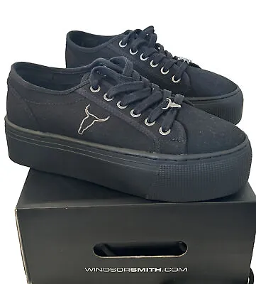 Windsor Smith Size 7 Black Ruby Canvas Platform Sneakers Shoes BNIB NEW • $44.31