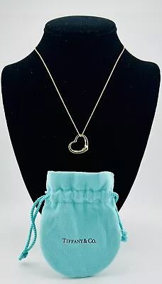 Tiffany & Co Elsa Peretti Open Heart Pendant 18K Gold On 18k T&Co Chain • $899