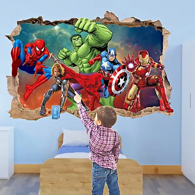 Superheroes Avengers Spiderman Hulk Wall Stickers Art Decal Mural Room Decor QO0 • £15.99