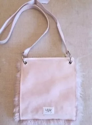 Vintage UGG Australia Purse Pink Suede Shearling Crossbody Messenger ~ • $34.99