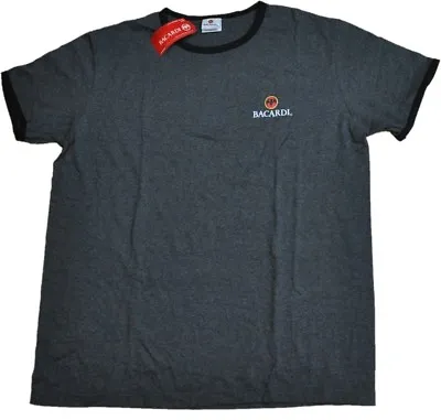 Bacardi USA T-Shirt Grey-Black Charcoal Size M Bat Logo • £13.75