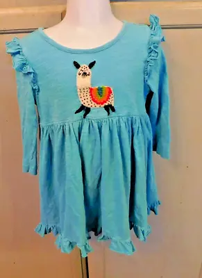 Mimi & Maggie Green L/S Dress W Laama Girl Sz 2T • $4.99