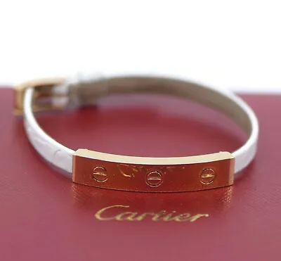 £2059.39 • Buy Cartier 18K Yellow Gold White Leather Love Bracelet