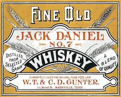 Poster Fine Old Jack Daniel No. 7 Whiskey Tennessee Drink Vintage Repro Free S/h • $100.87
