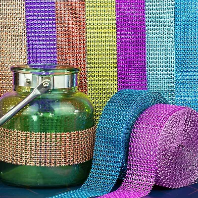 £6.48 • Buy Diamante Rhinestone Bling Mesh Ribbon Trim Crystal Wedding Craft 3 Metres Long