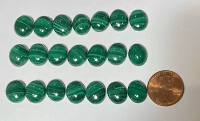 CLOSEOUT LOT OF 10PCS GENUINE OVAL 12X10 MM CAB MALACHITE BELOW WHOLESALE$1.80ea • $18