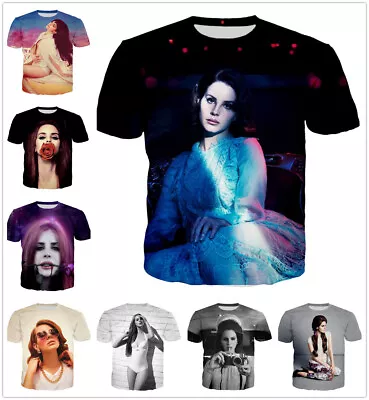 Lana Del Rey 3D Printed Unisex Casual T-Shirt Women Men Kids Short Sleeve Tops • £14.99