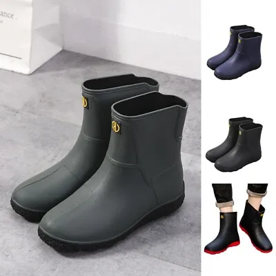 Men's Rain Boots Wide Calf Rubber Boot Mens Slip Resistant Work Slip-On Mid • $40.99