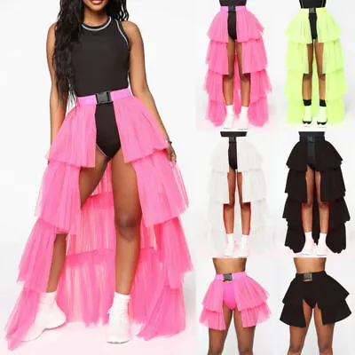 Skirt Half Layer Tulle Tutu Bustle Burlesque Petticoat Clubwear Rave Party Dress • £12.99