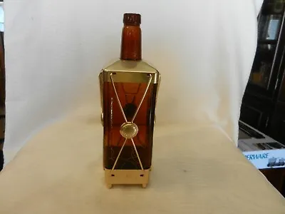 Vintage Empty Brown Liquor Bottle In Stand Music Box From Swiss Harmony Chicago • $45