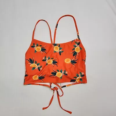 Zaful Swim Top Womens Size XL 10 Orange Citrus Back Tie Spaghetti Strap Y5 • $9