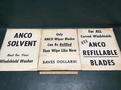 3 Vintage Original 1960 ANCO WIPER BLADES Dealer Display Signs ~ Double Sided • $24