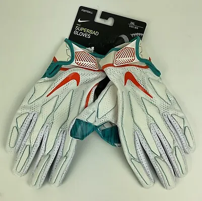 Men's Nike NFL Superbad Football Gloves Miami Dolphins Size XXXL 3XL • $49.99