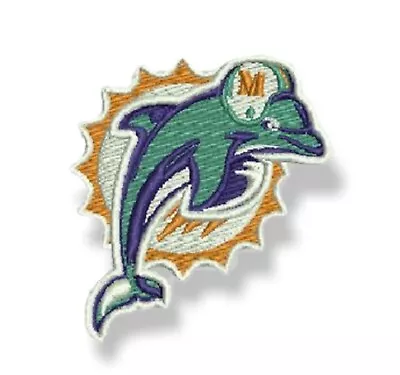 Miami Dolphins Patch Iron On Or Sew On - Miami Football Team Embroidery • $11.95