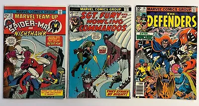 MARVEL COMICS  Mixed Lot Of 3 Comics- Marvel Team Up Sgt Fury Defenders 1970's • $12.74