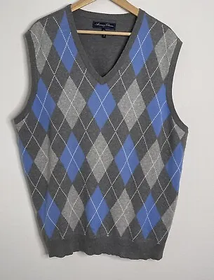 American Classics By Russell Simmons Mens Sweater Vest Gray/ Blue Argyle XL • $14.98