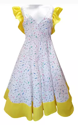 1950s Vintage Retro Rockabilly Circle Dress Music Notes Print Choice Of Sizes • £29.99