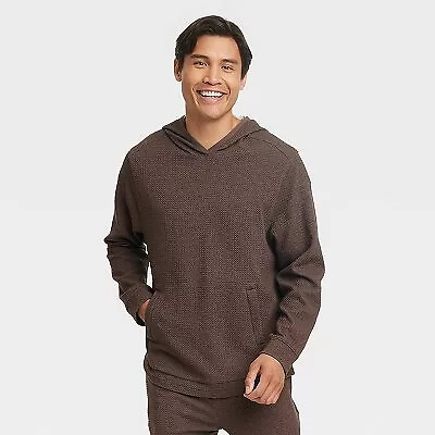 Men's Textured Fleece Hoodie - All In Motion Brown L • $14.99