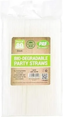 80 Biodegradable CLEAR Straws PartyKids Fun Party Straw Cocktail • £4.95