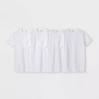 Men's Short Sleeve 4pk Crewneck T-Shirt - Goodfellow & Co White L • $6.99