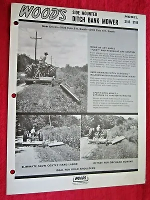 Vintage Woods S105 & S106 Ditch Bank Mower Spec Sheet Features Info Brochure • $12.50