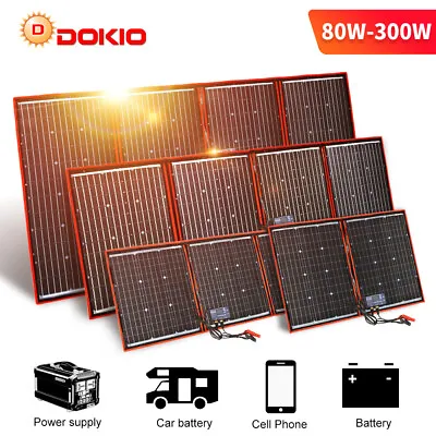 £111.99 • Buy Dokio 100w 200w 300w Portable Solar Panel For Car Battery/Caravan/Camping