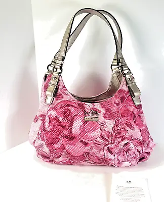 COACH #19642 Maggie Madison Pink Floral Hobo Shoulder Bag & Dust Bag Ltd. Ed. • $177.88