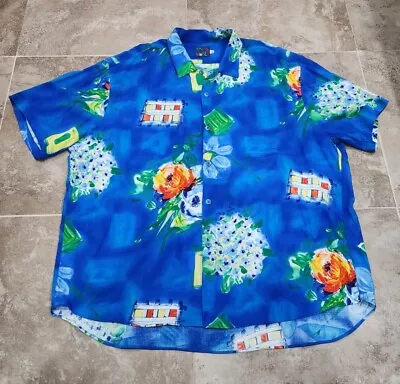 Vintage Colorful Blue Floral Jams World Shirt Men Sz 2xl • $99.99