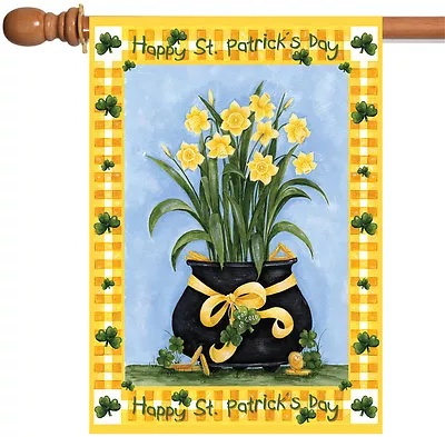 Toland Lucky Daffodils 28x40 Happy St Patrick's Day Clover Flower House Flag • $15.98