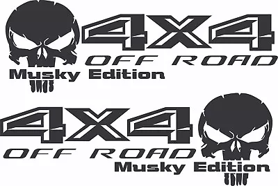 4x4 Musky Edition With Skull Compatible With Known Brands Black Decal Set • $12.80