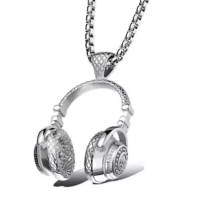 Mens Headphone Music Hip Hop DJ Rapper Necklace Charm Pendant Jewelry Chain • $9.95